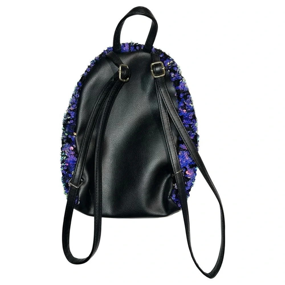 Justice Backpack Girls Purple Pink Black Letter “I” 10 inch Sparkle